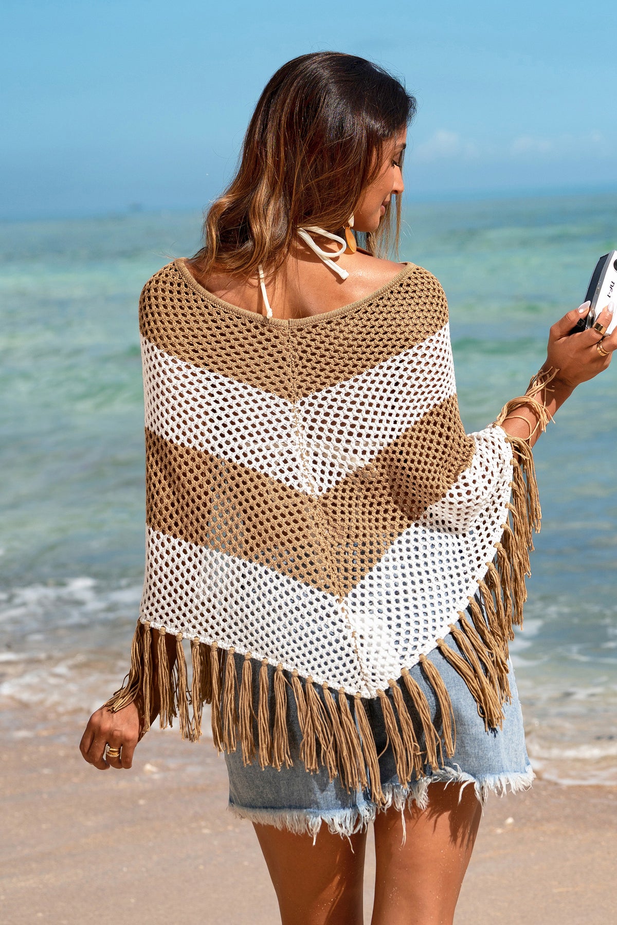All Day Long Striped Cover-Up Poncho