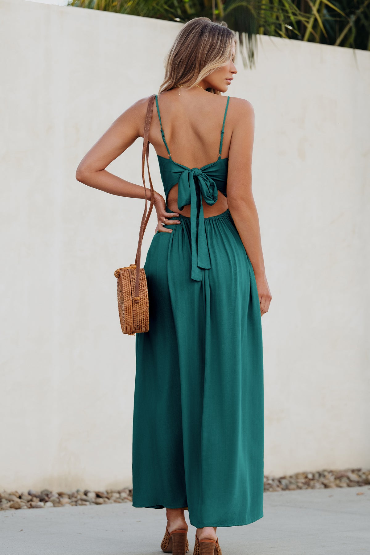 Aqua Front Twist & Keyhole Maxi Dress