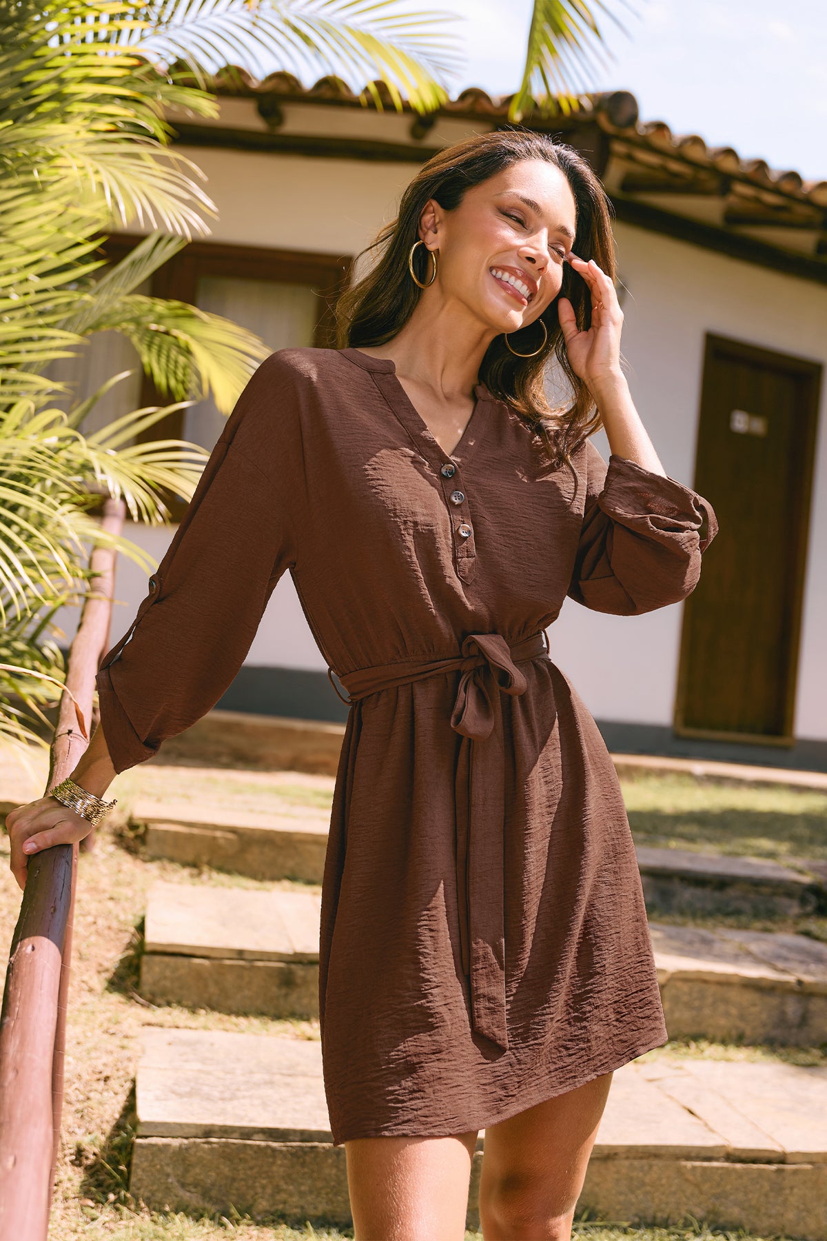 Autumn Night Brown Mini Dress