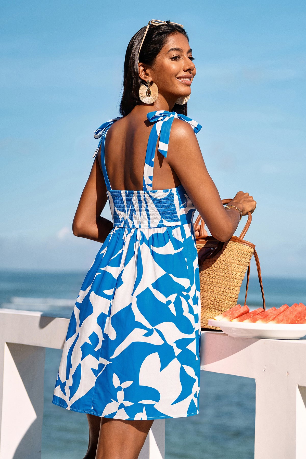 Away for a While Tropical Mini Dress