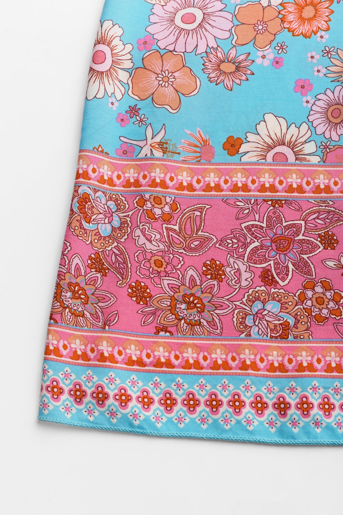 Blue & Pink Floral Sleeveless Square Neck Maxi Dress