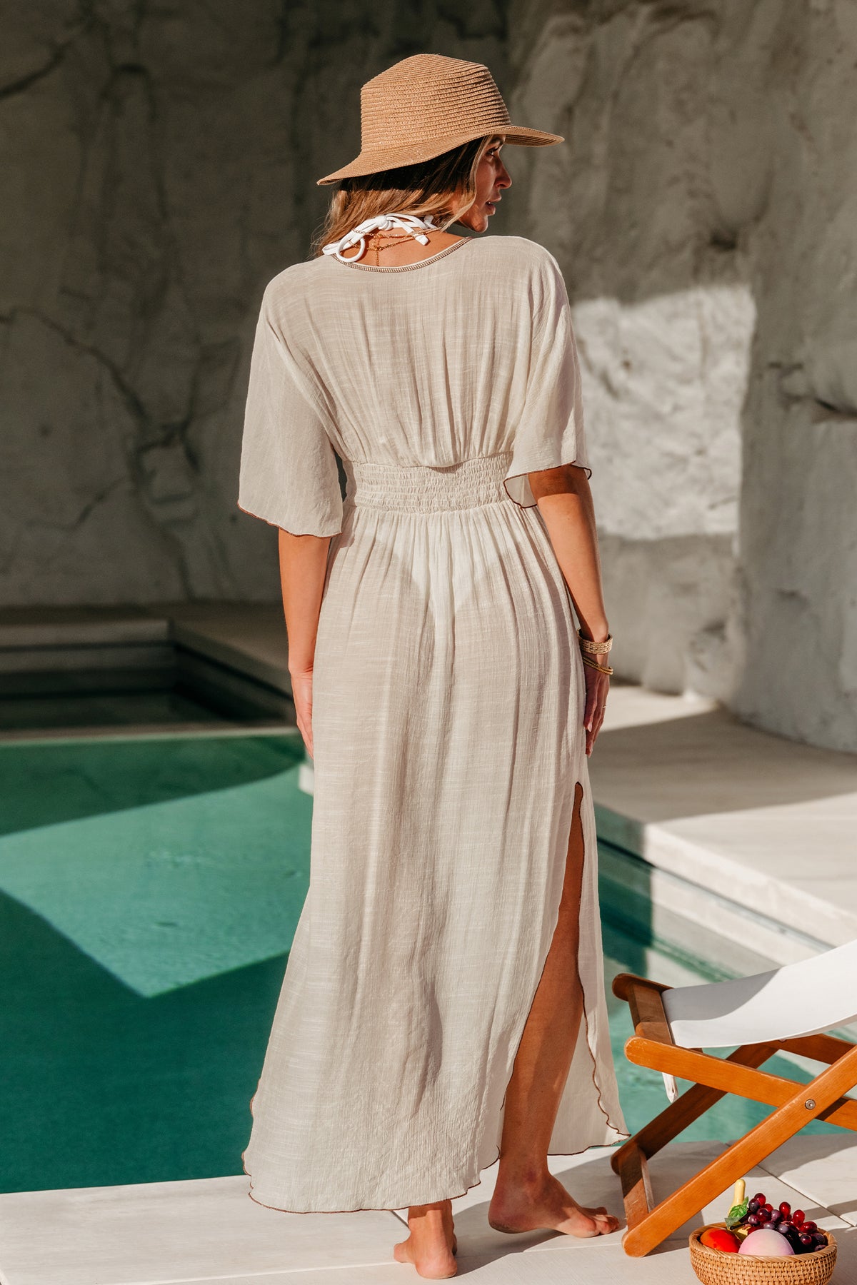 Boho Grace Beige Cover-Up Maxi Dress