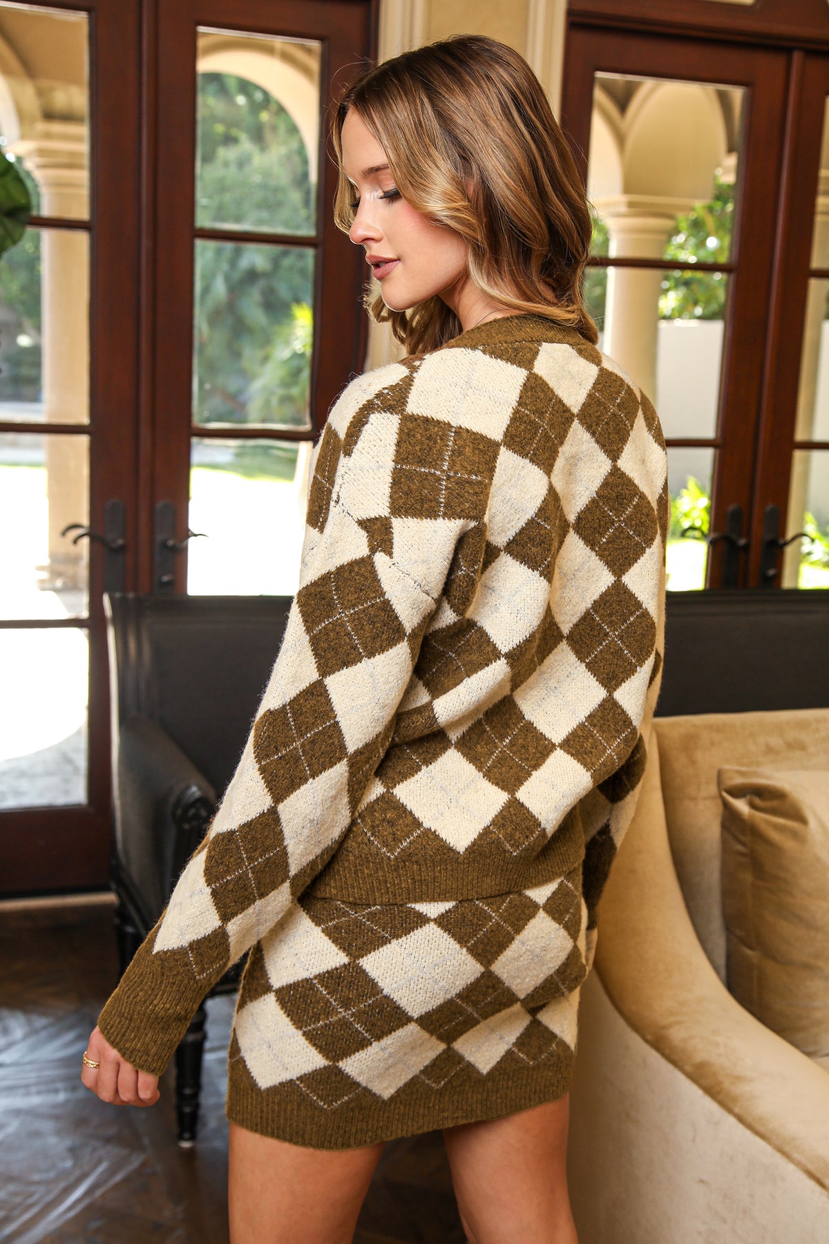 Book Smart Argyle Sweater Skirt