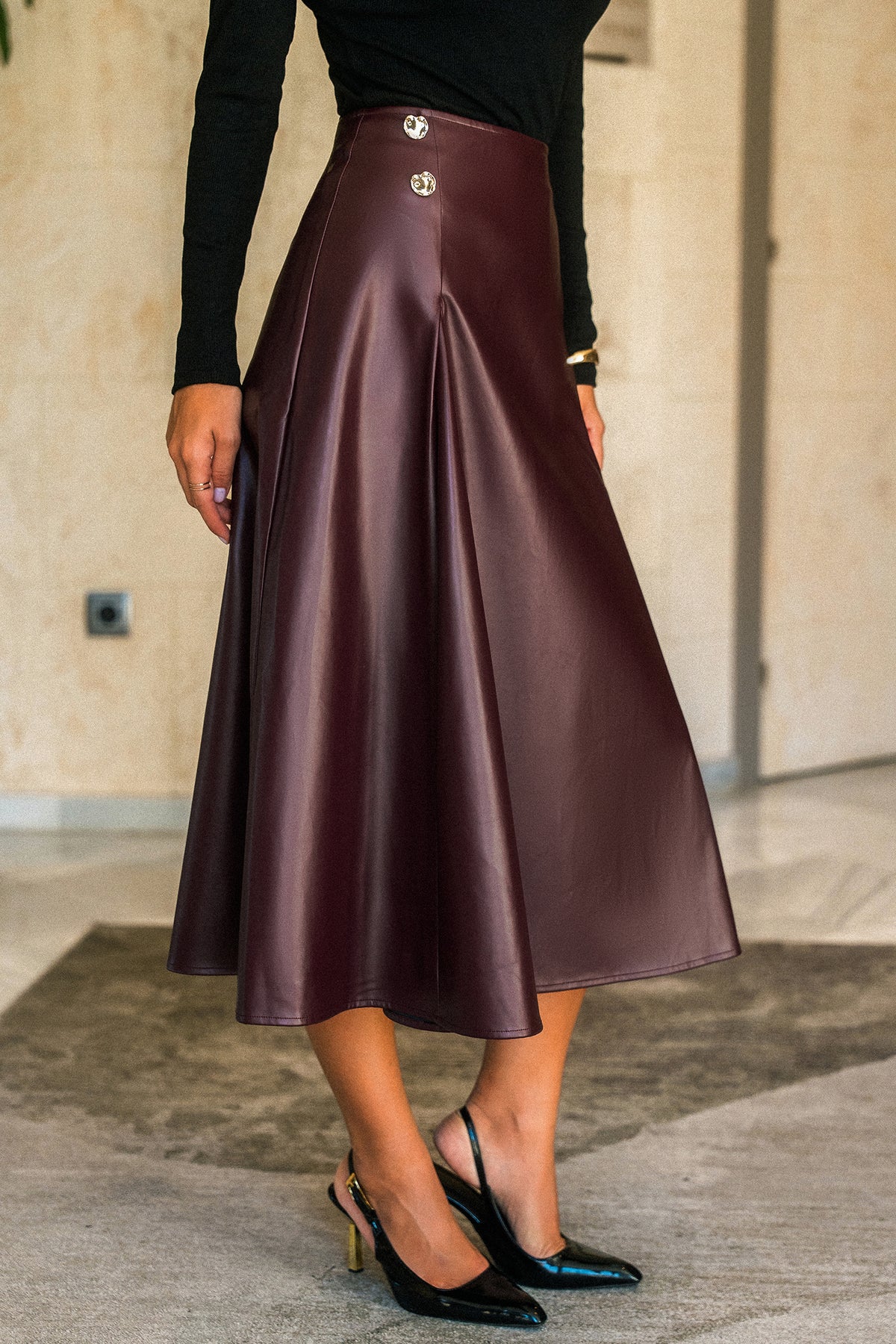 Bordeaux Nights Red Maxi Skirt