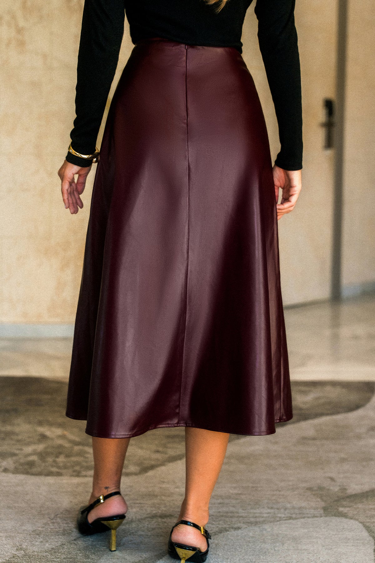 Bordeaux Nights Red Maxi Skirt
