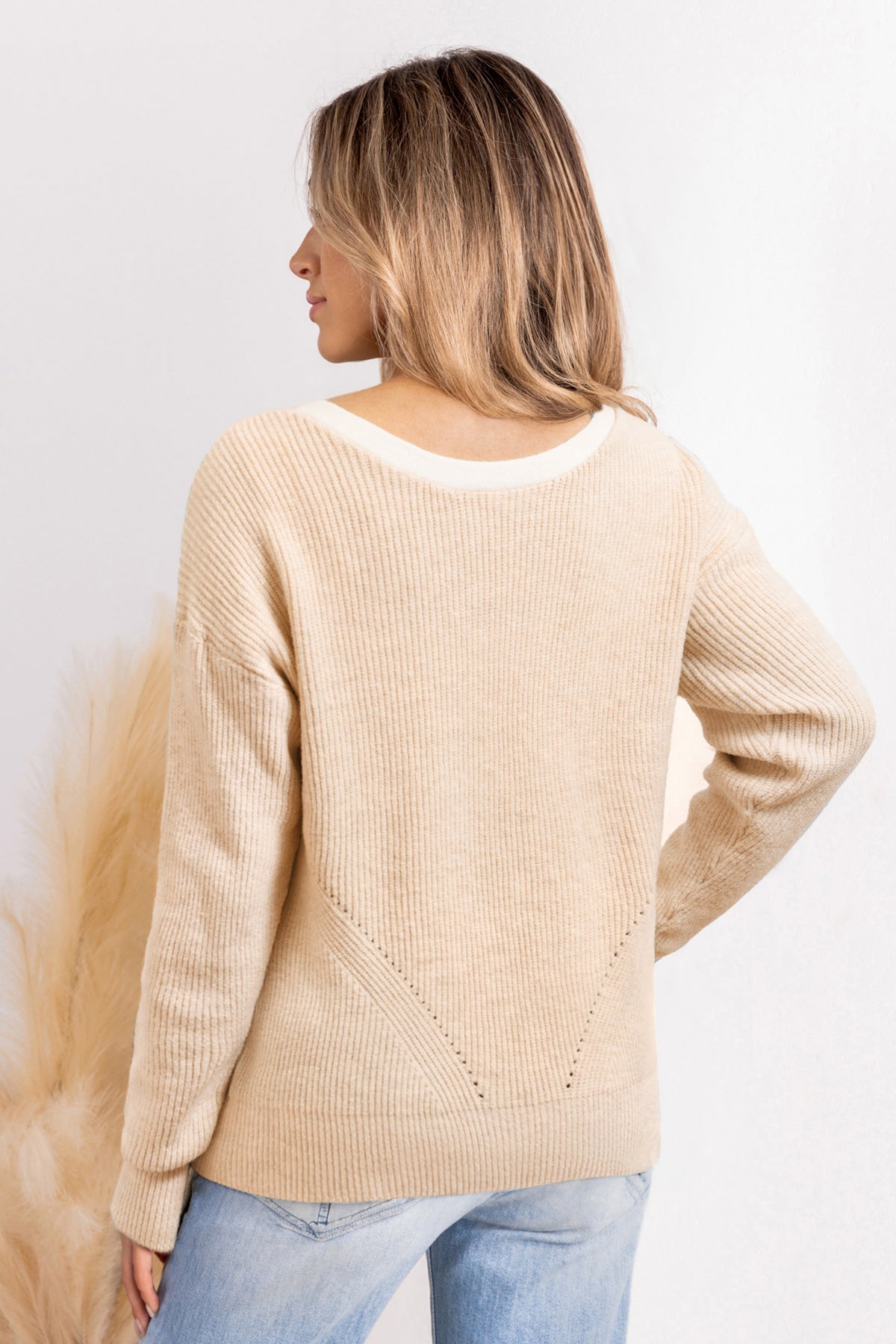 Bow Moment Beige Sweater