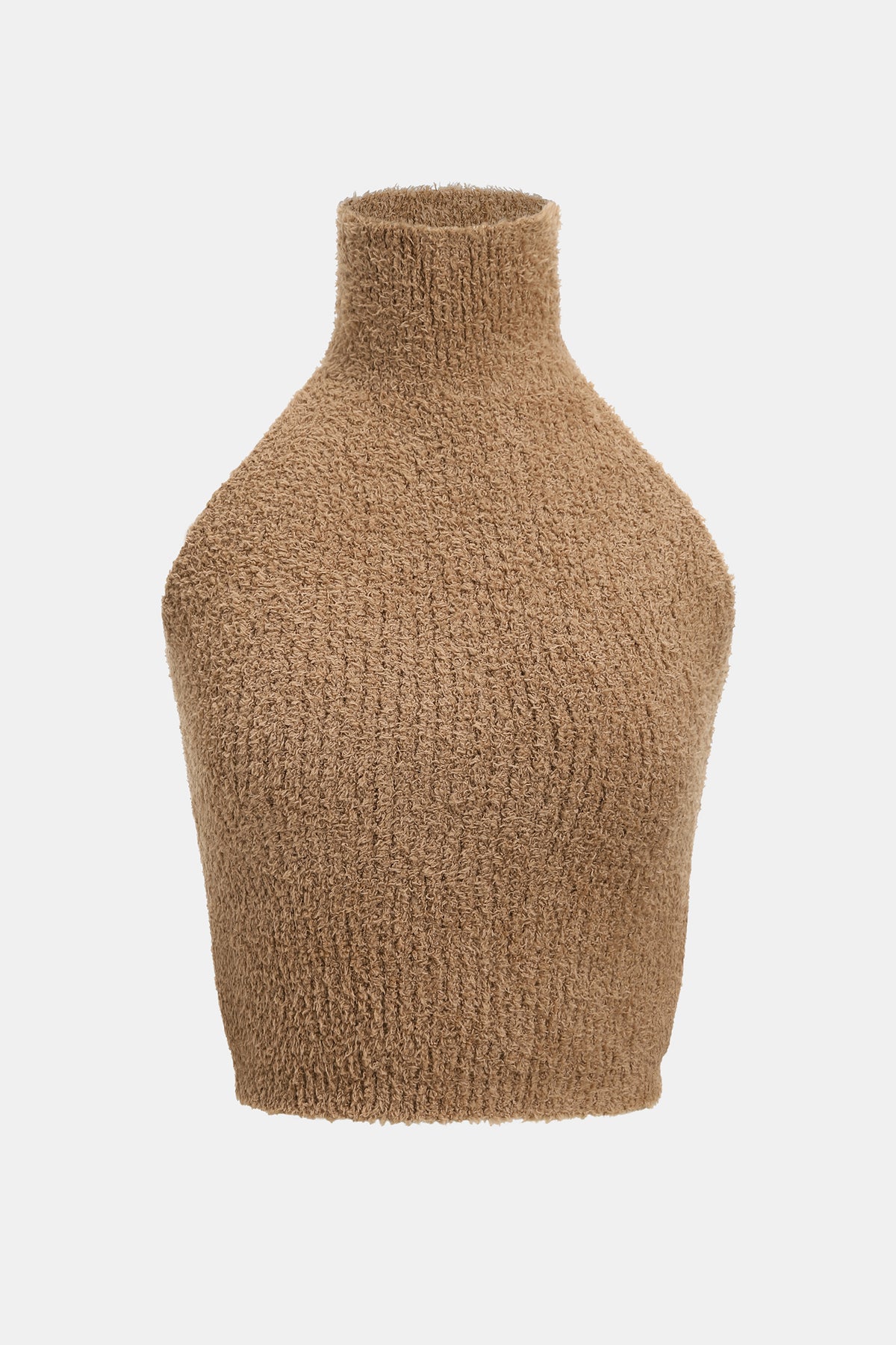 Brown Turtleneck Puff Sleeve Sweater Set