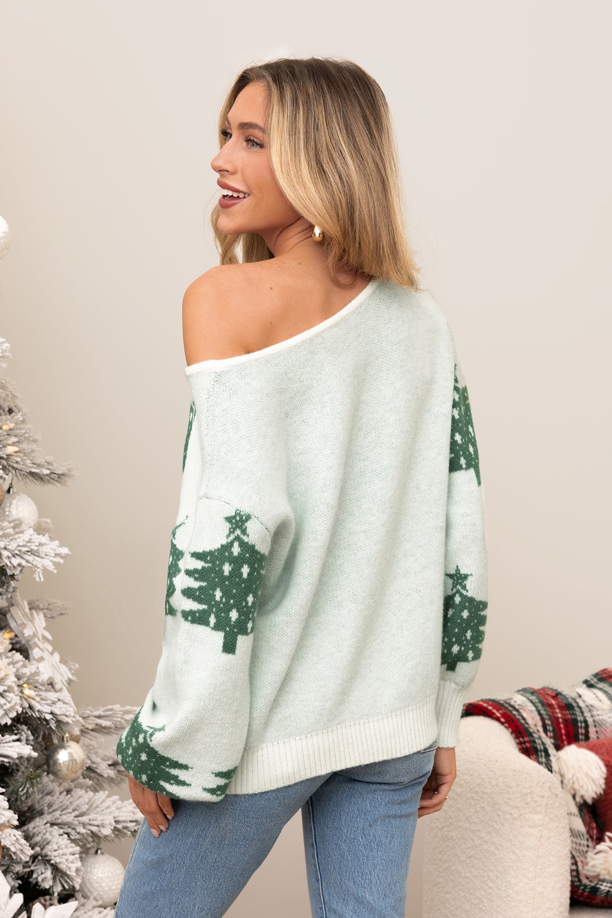 Christmas Tree White Sweater
