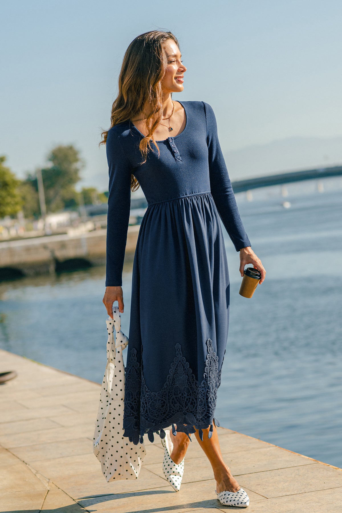 Fall Girl Blue Midi Dress