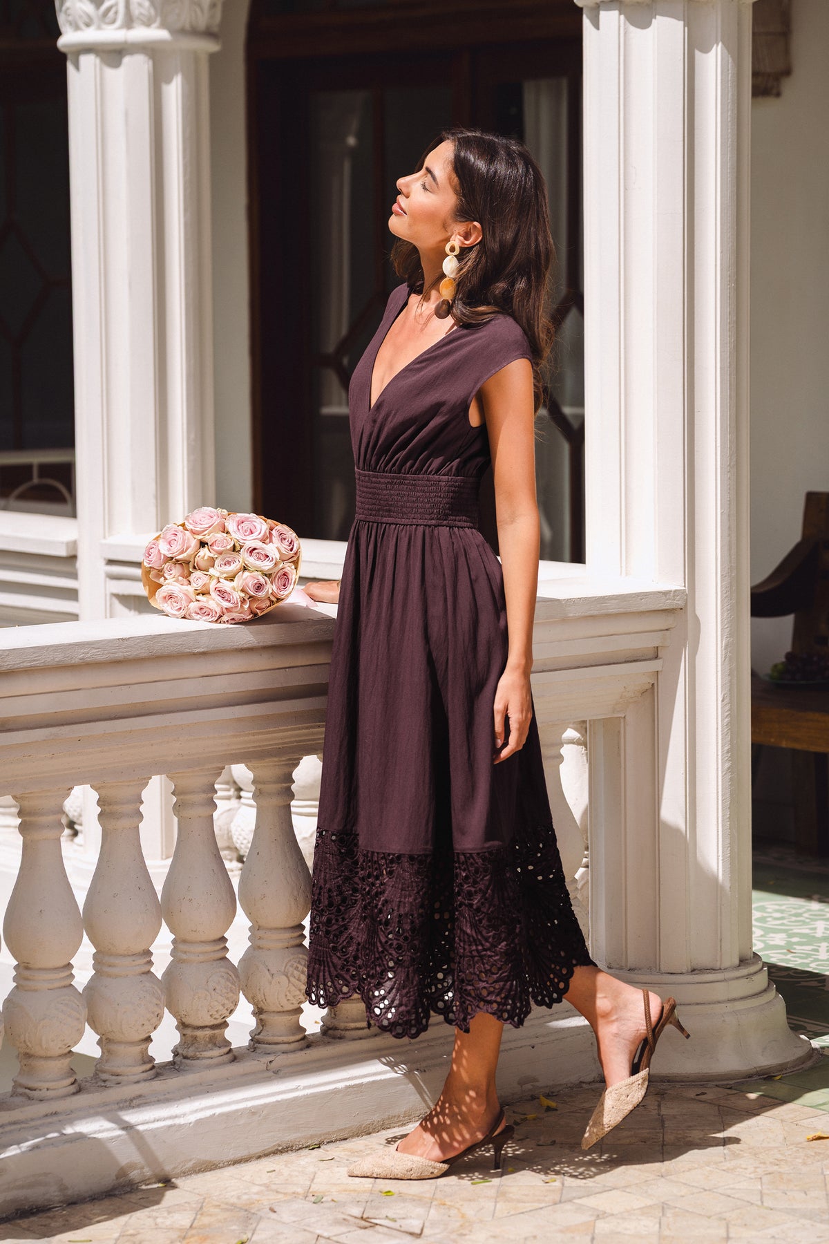Falling Slowly Brown Midi Dress
