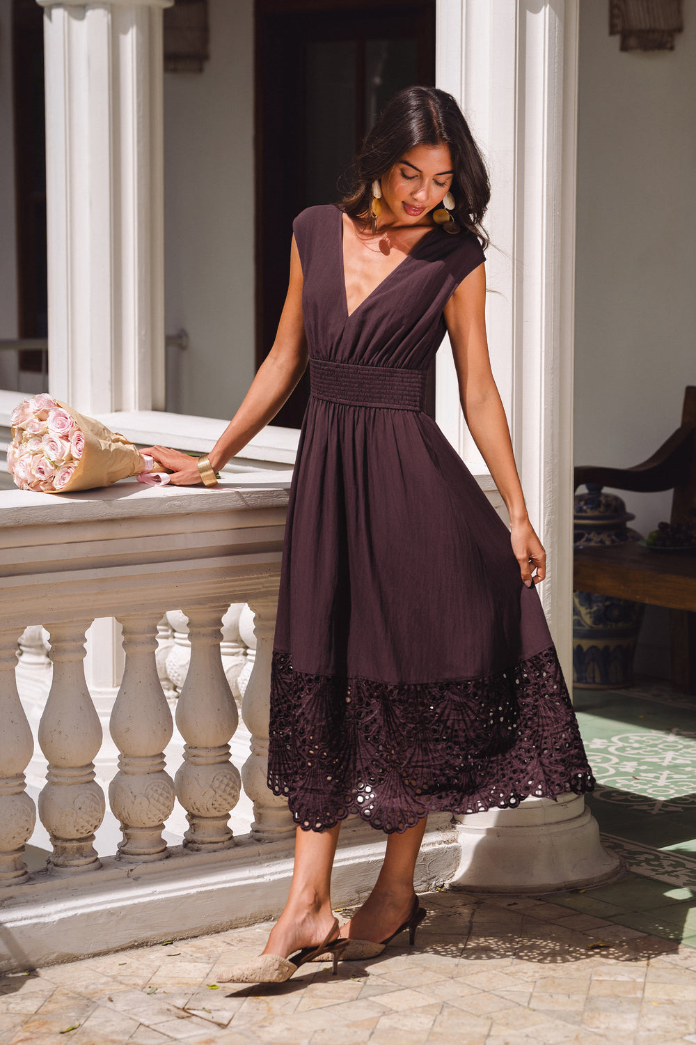 Falling Slowly Brown Midi Dress