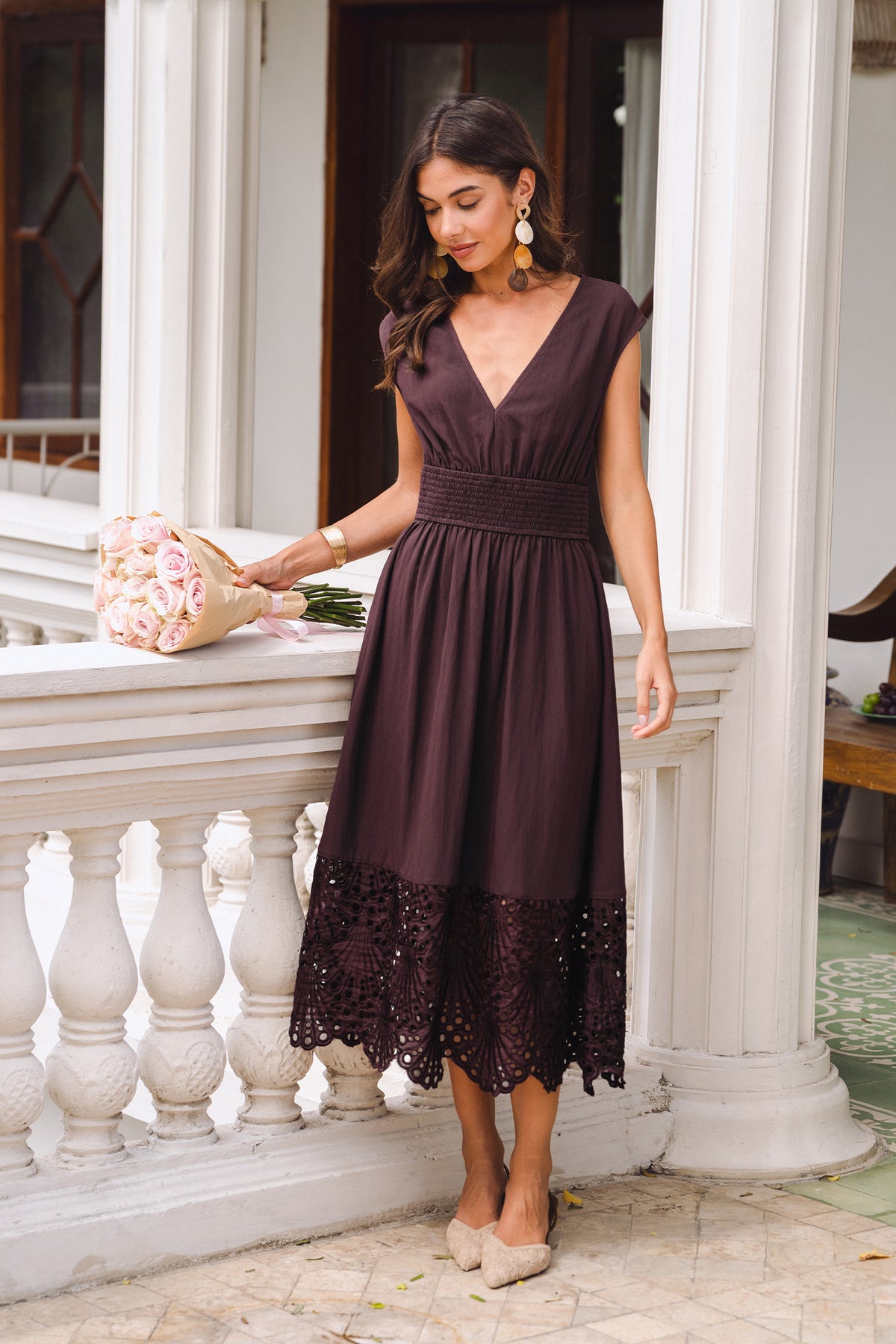 Falling Slowly Brown Midi Dress