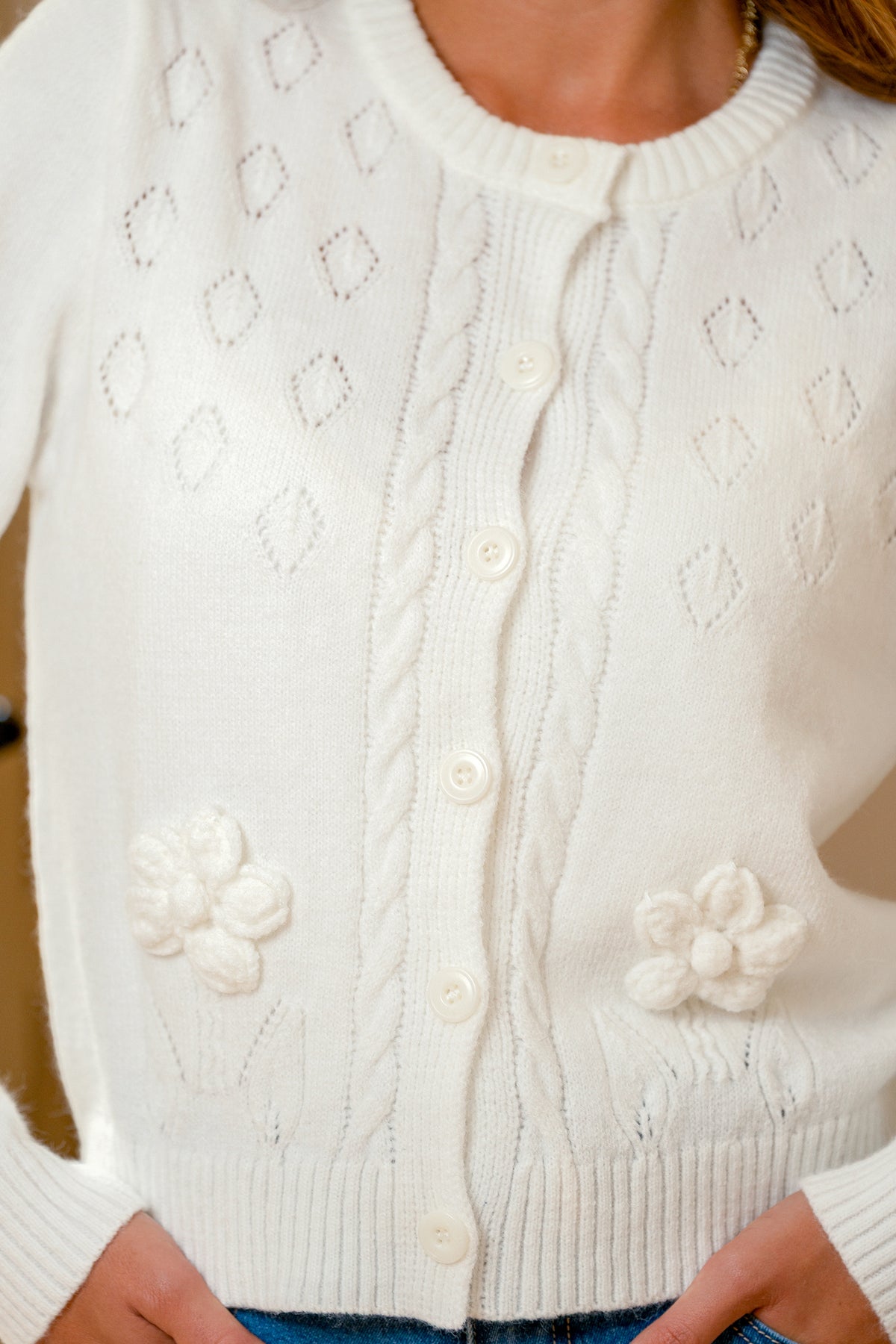 Floral Agenda White Cardigan