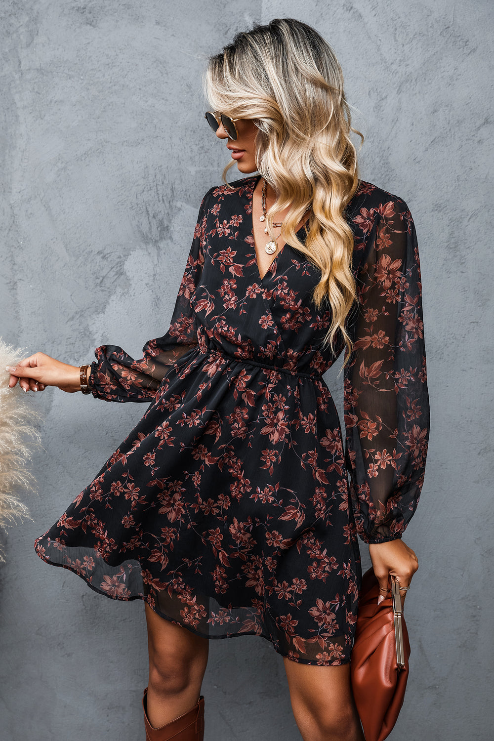 Floral Chiffon A-Line Dress