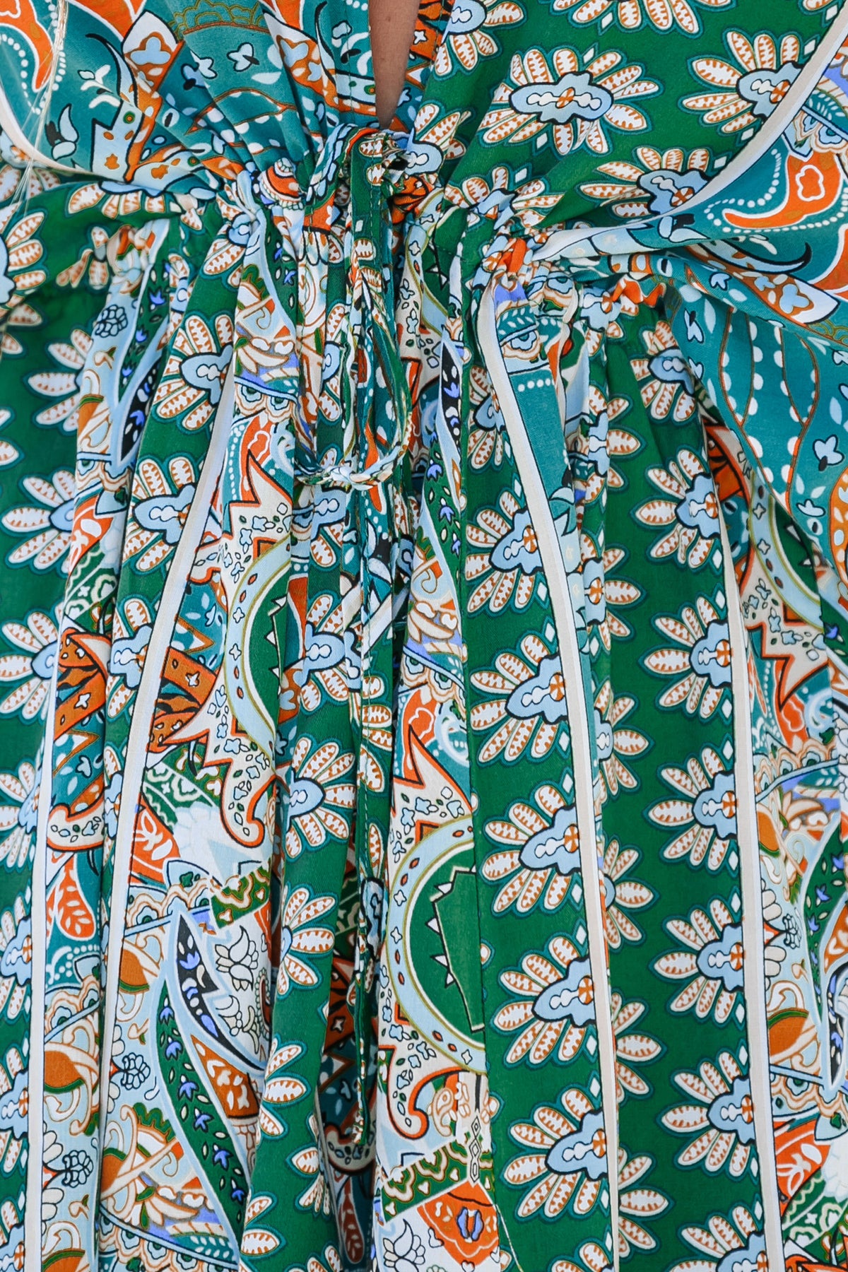 Floral Ornate Print Tie Front Dress