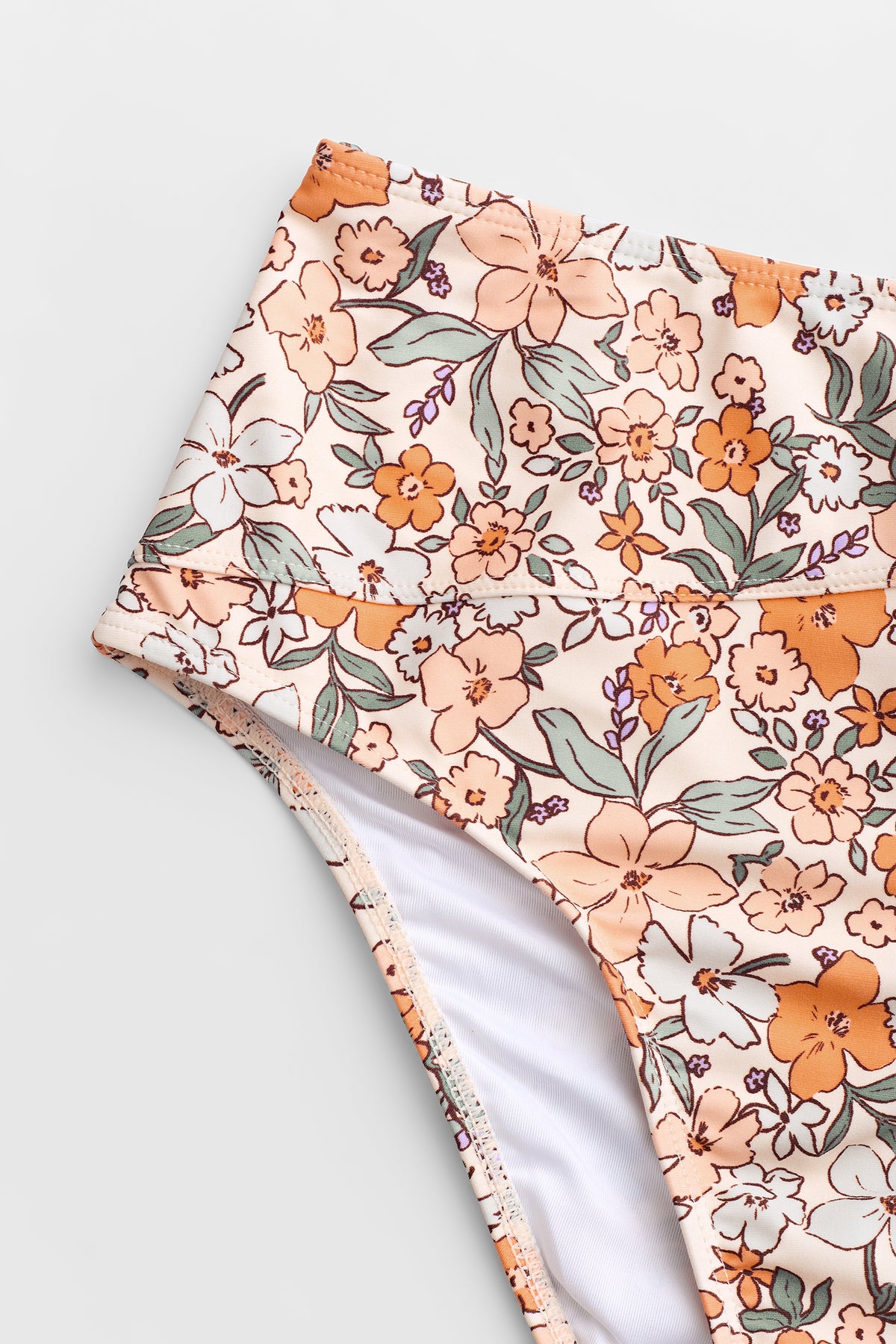 Floral Print Twist Bralette & Spliced High Waist Bikini Set