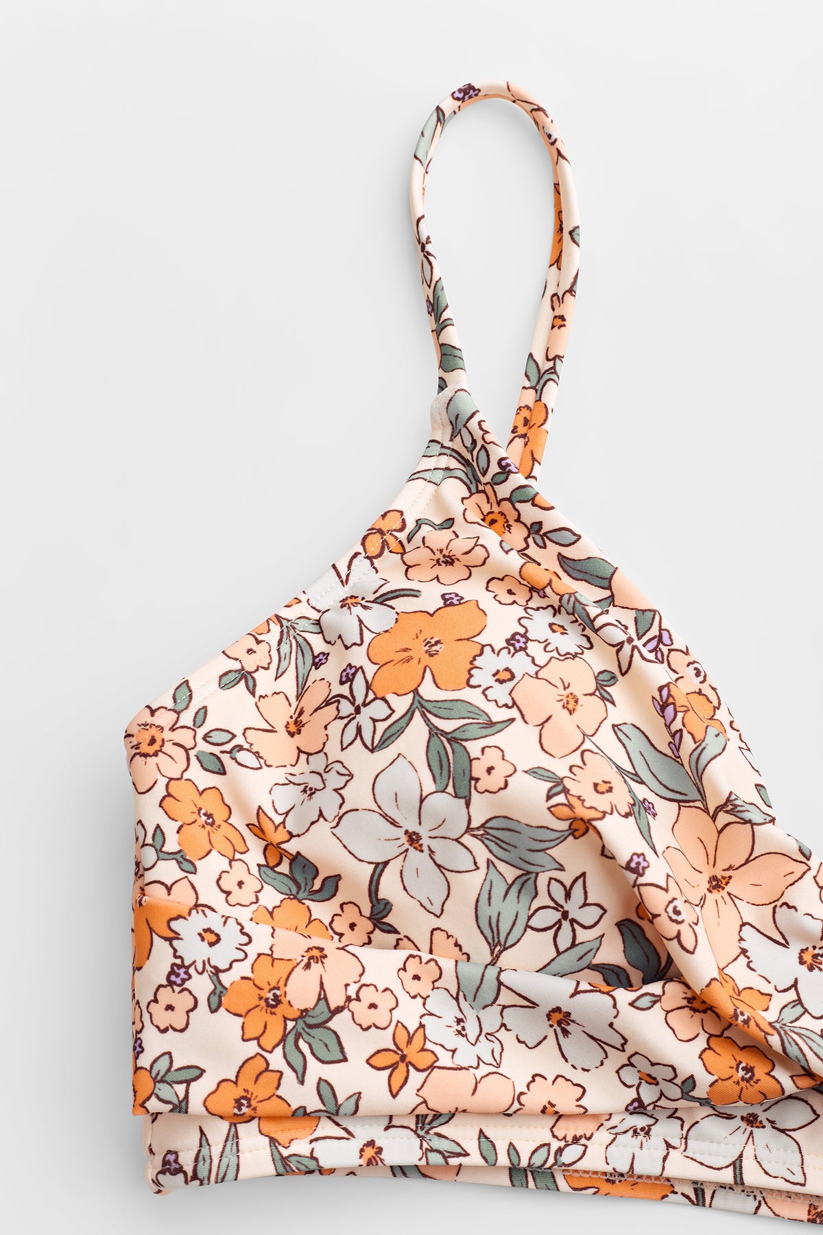 Floral Print Twist Bralette & Spliced High Waist Bikini Set