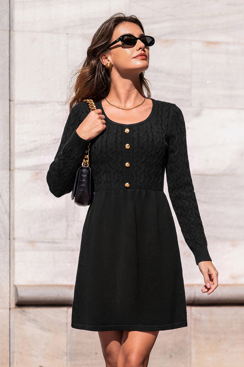 Get Comfortable Black Mini Sweater Dress