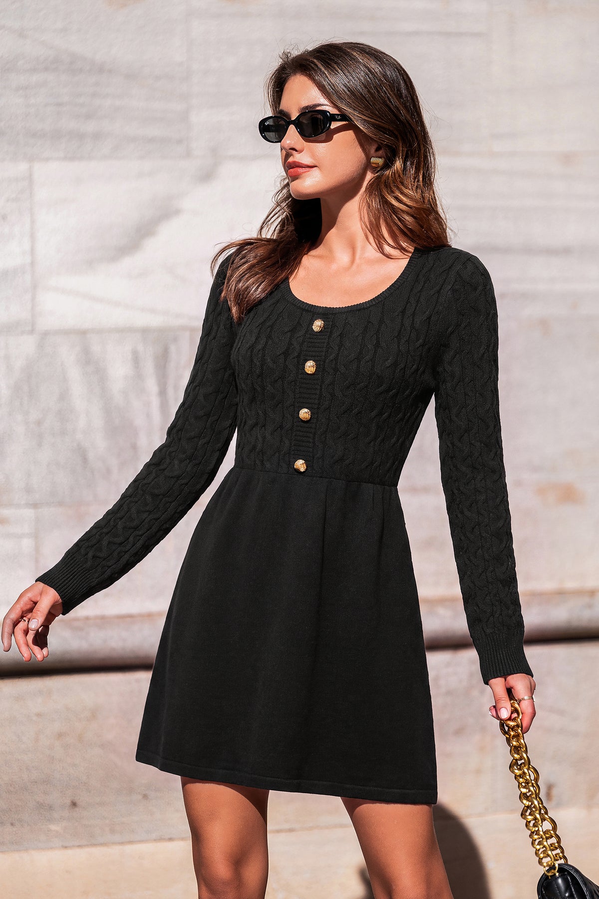Get Comfortable Black Mini Sweater Dress
