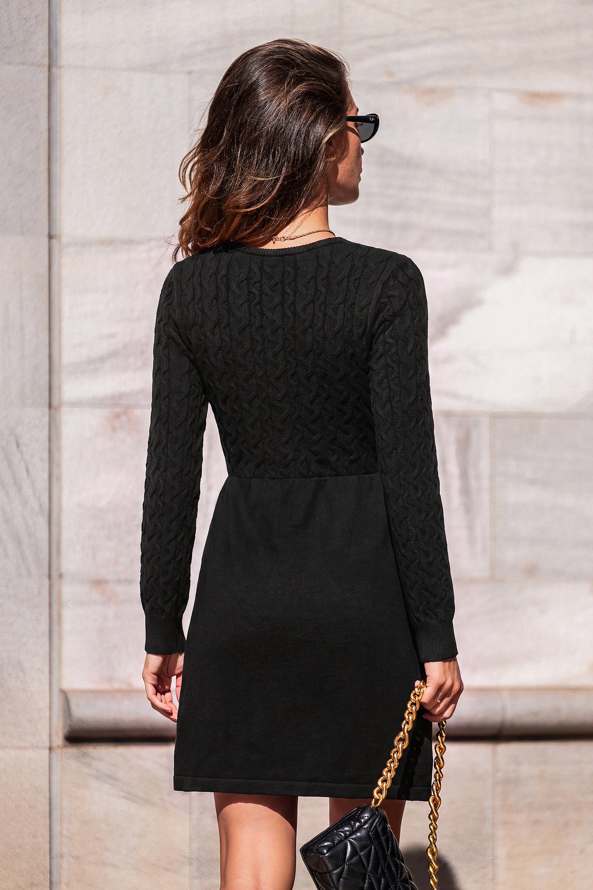 Get Comfortable Black Mini Sweater Dress