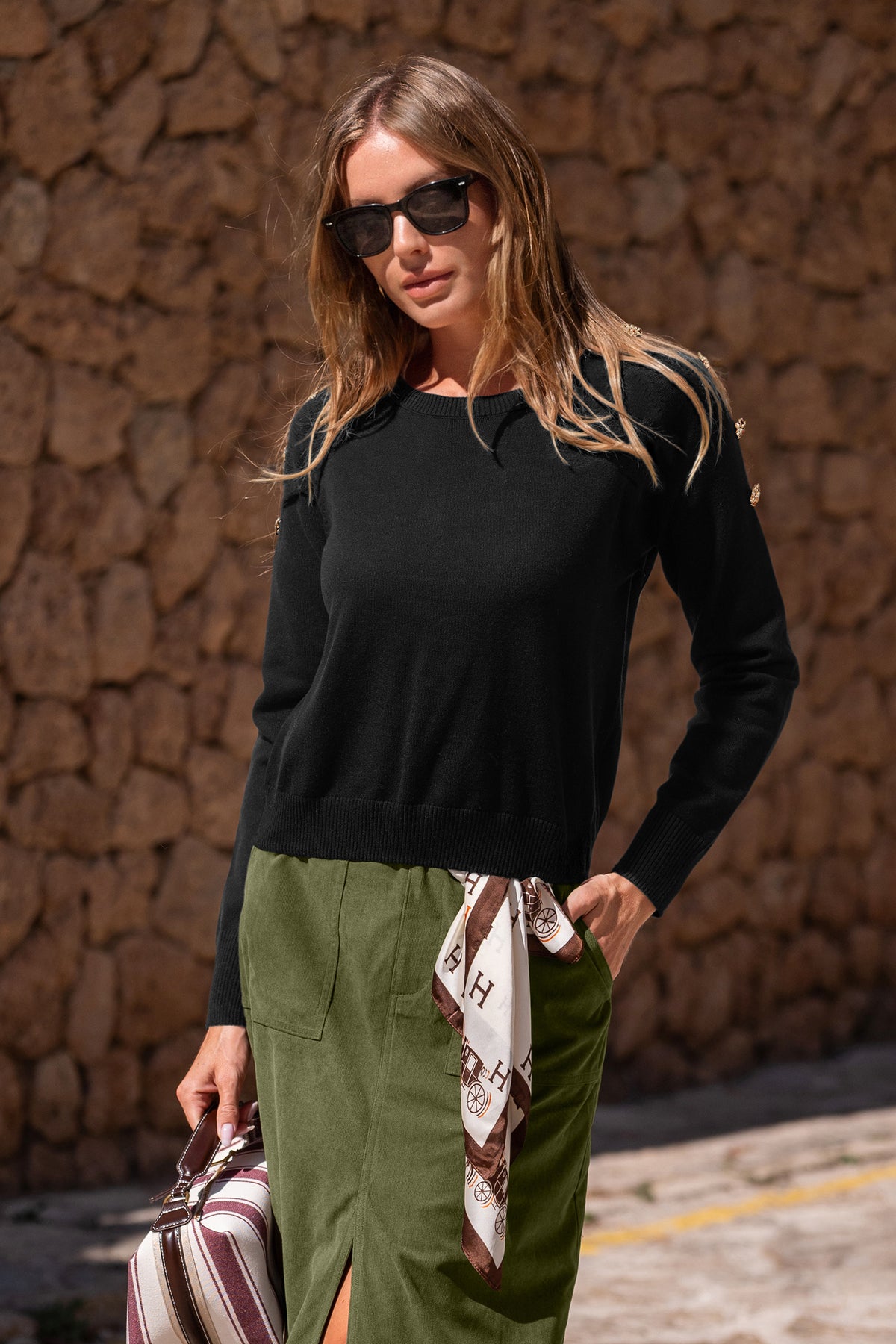 Gilded Touch Black Sweater