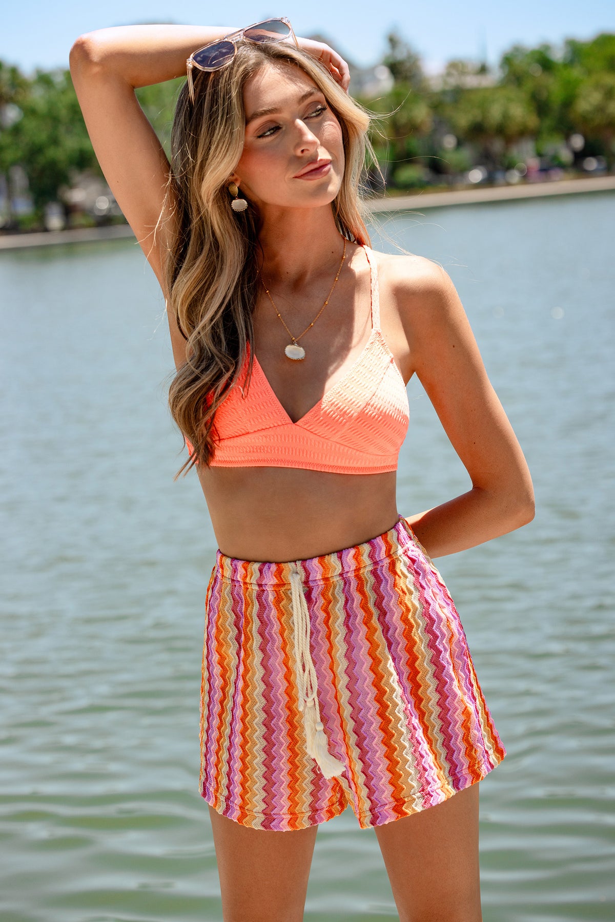Good Days Ahead Chevron Cover-Up Shorts