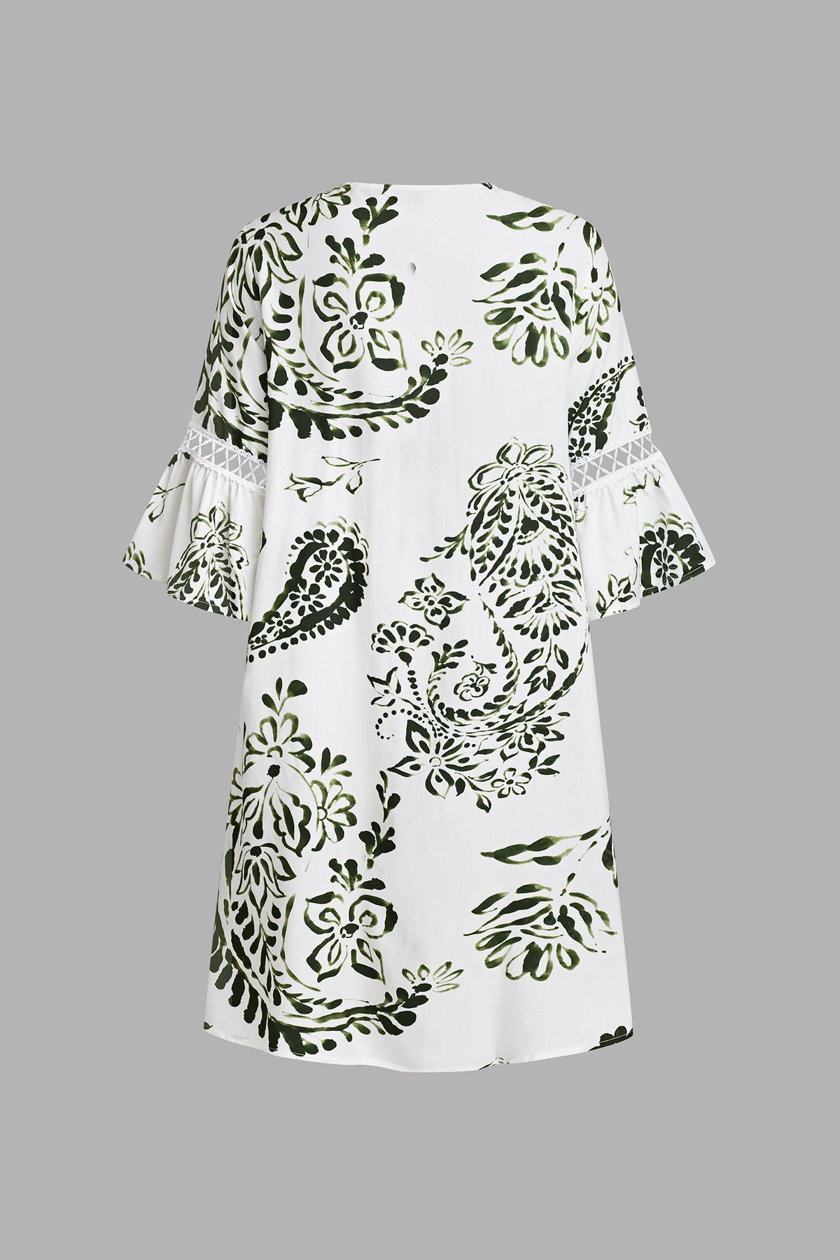 Green Paisley V-Neck Mini Dress