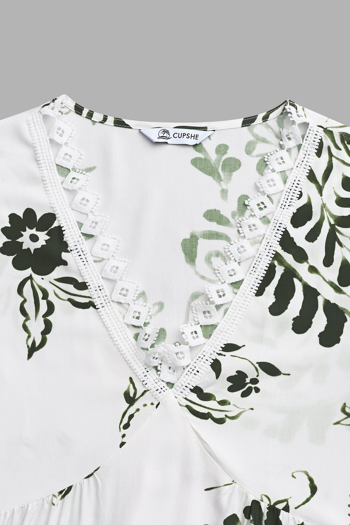 Green Paisley V-Neck Mini Dress