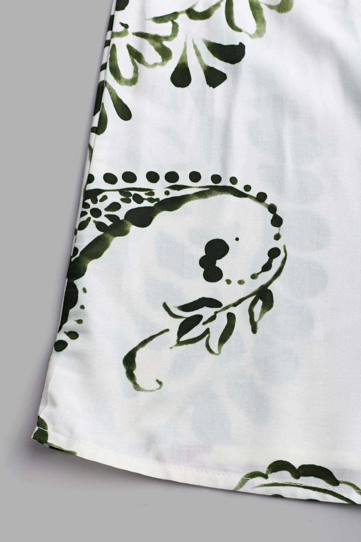 Green Paisley V-Neck Mini Dress
