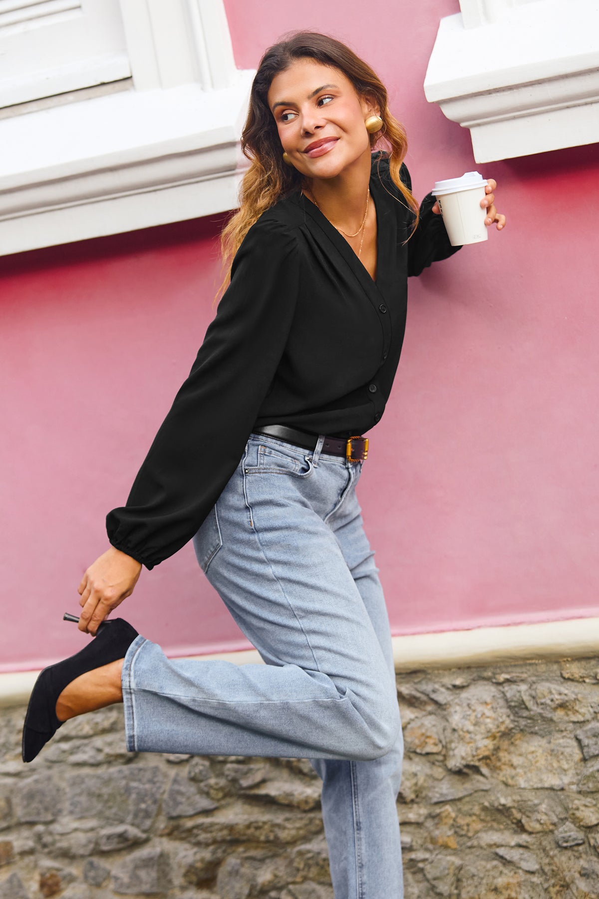 In the Know Black Blouse