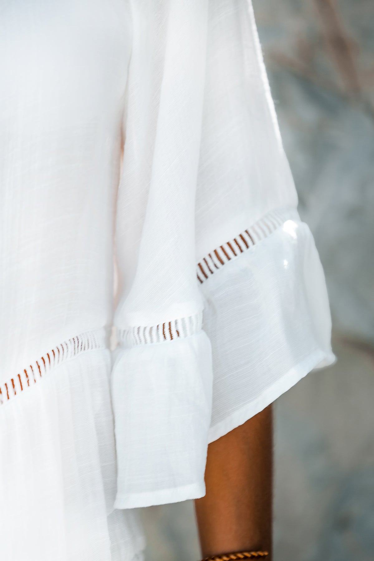 Ladder Cutout Tiered Cover-Up Shirt Dress