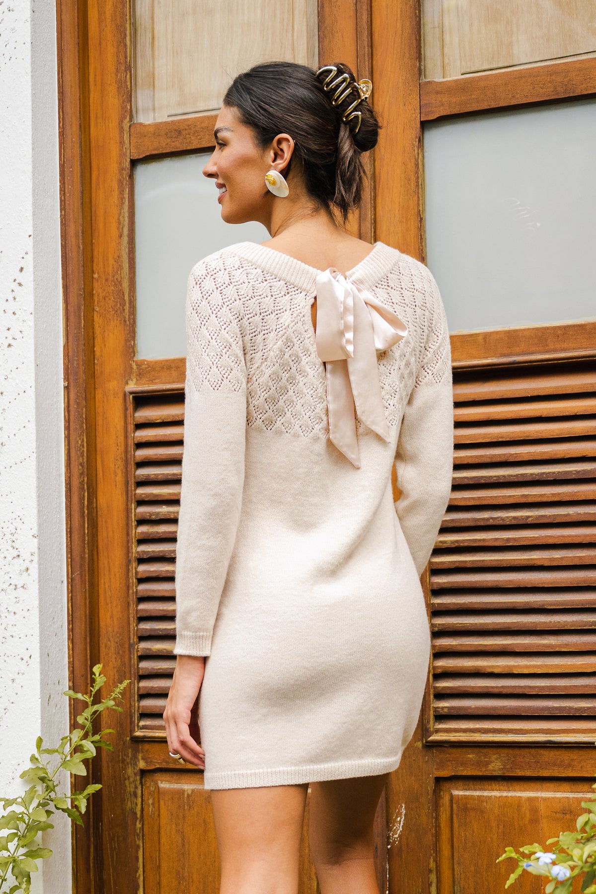 Love Note Beige Mini Sweater Dress