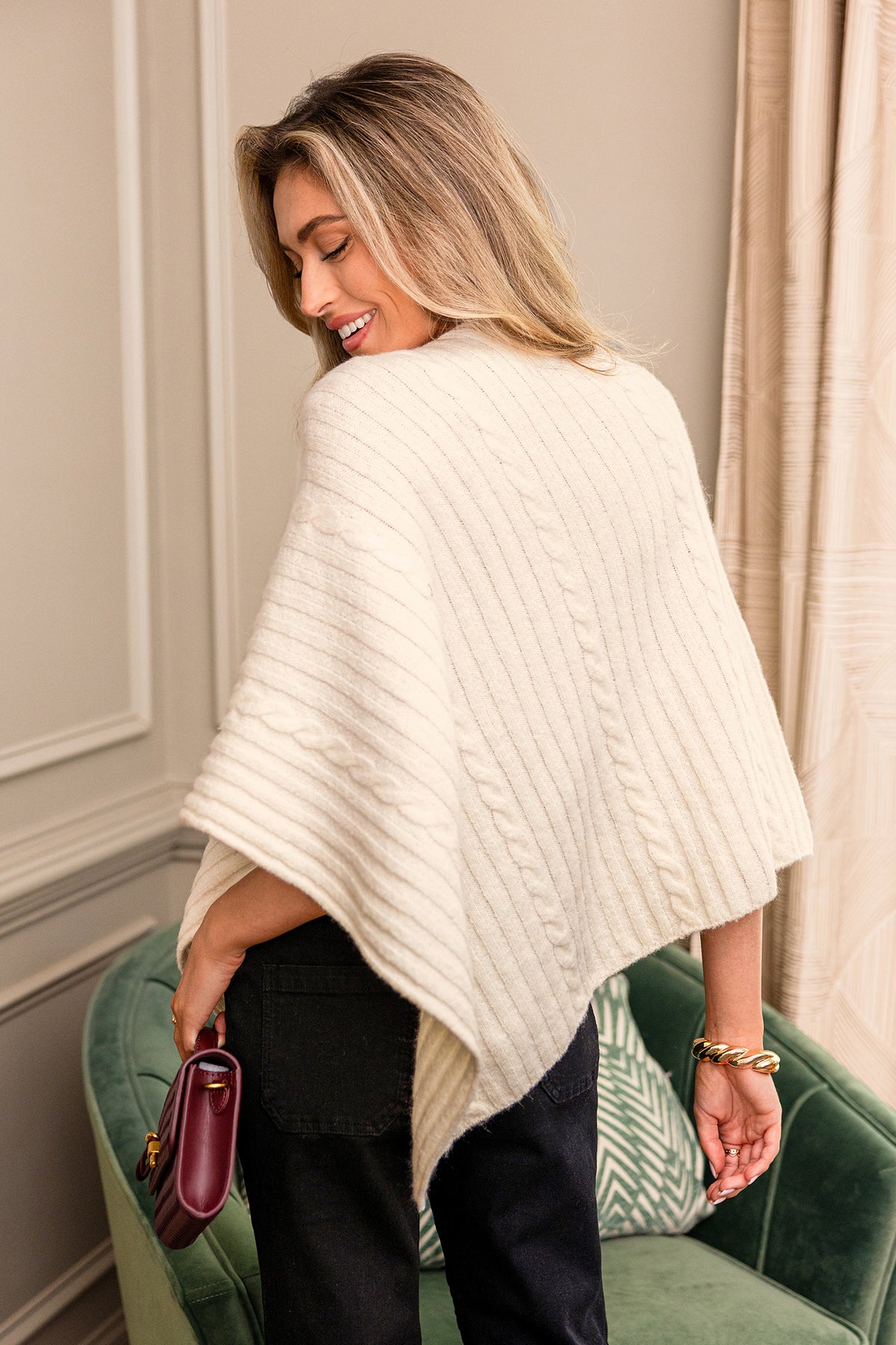 Mademoiselle White Poncho Sweater