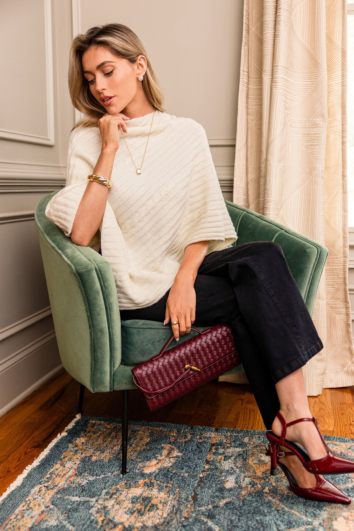 Mademoiselle White Poncho Sweater