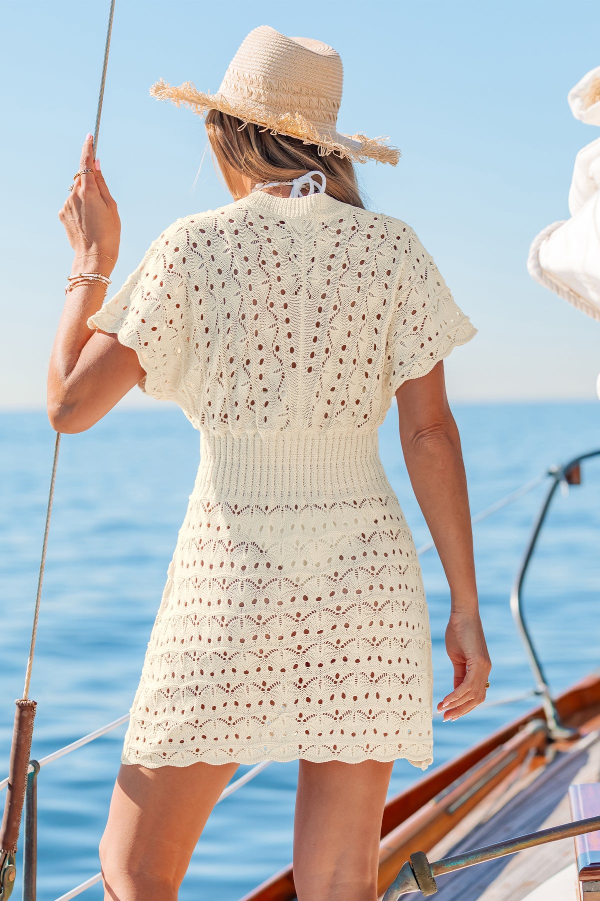 Manifest It Beige Cover-Up Mini Dress