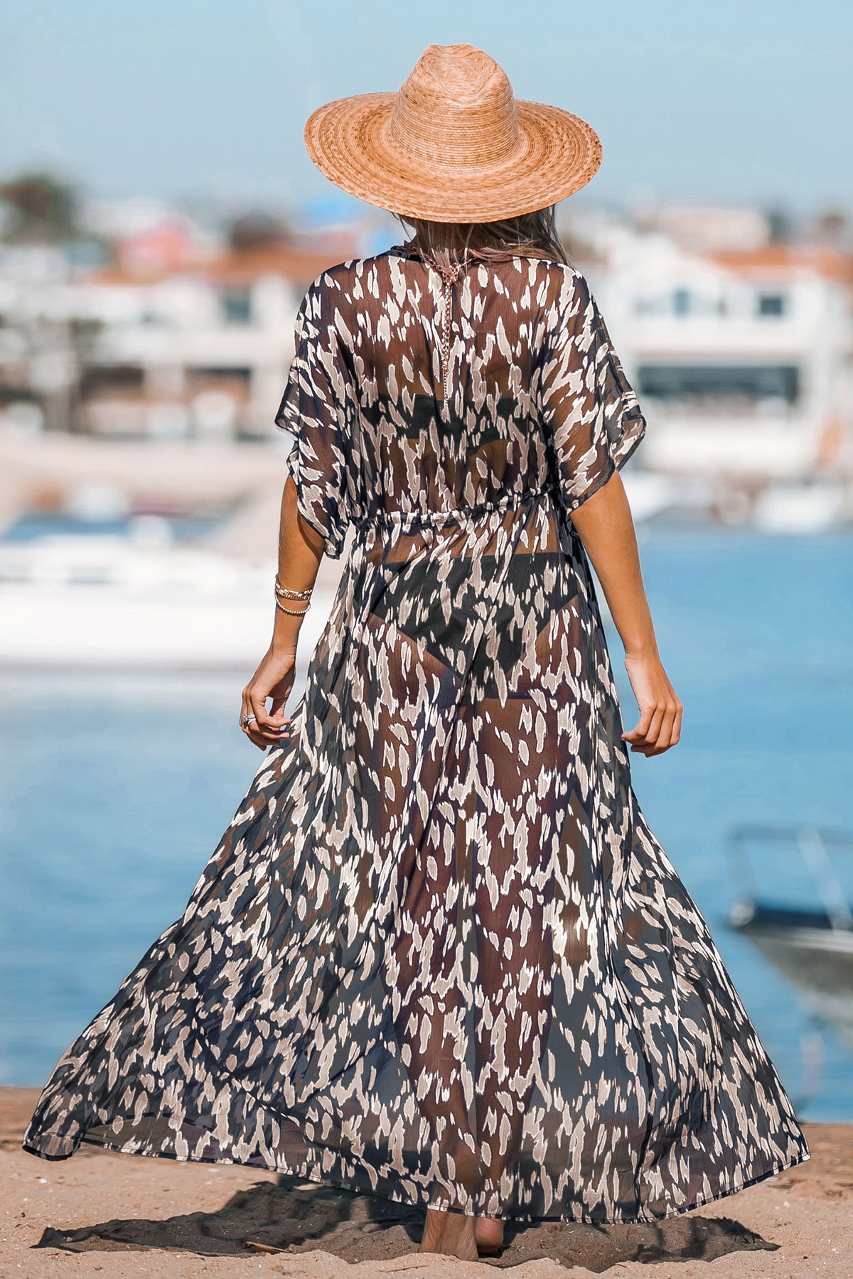 Leopard Print Swim Cover-Up Kimono