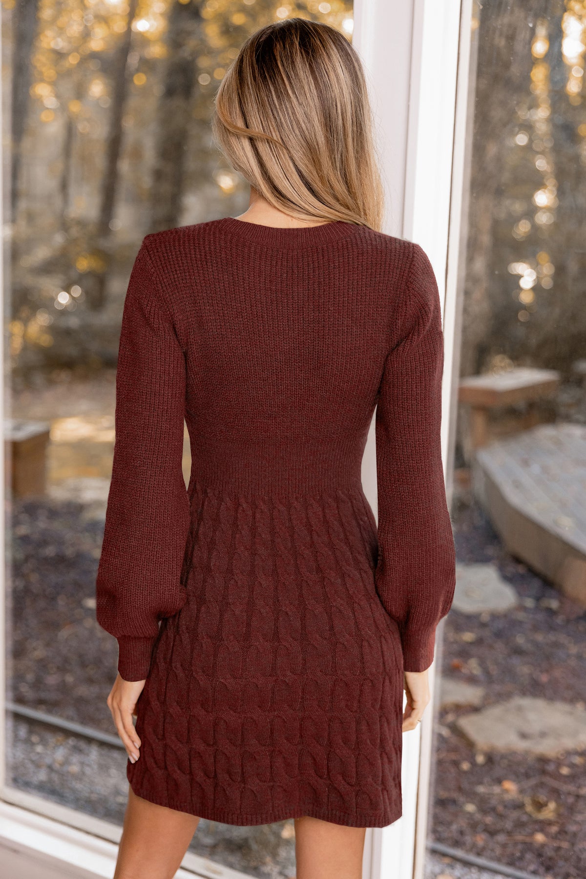 Morning Brew Brown Mini Sweater Dress