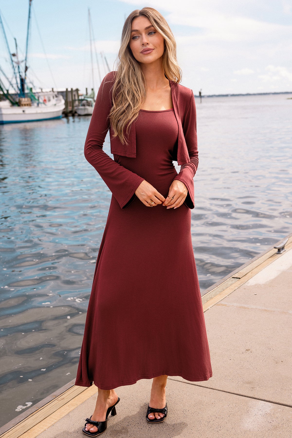Mulberry Sky Brick Midi Dress Set