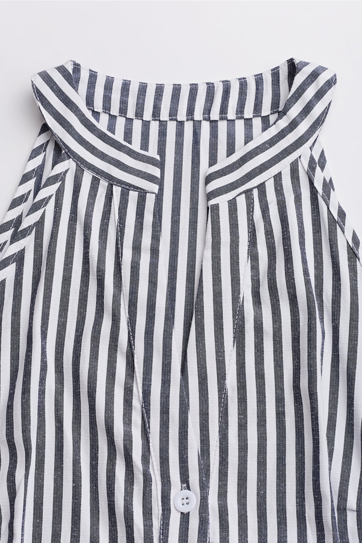 Navy Striped Sleeveless Mini Dress