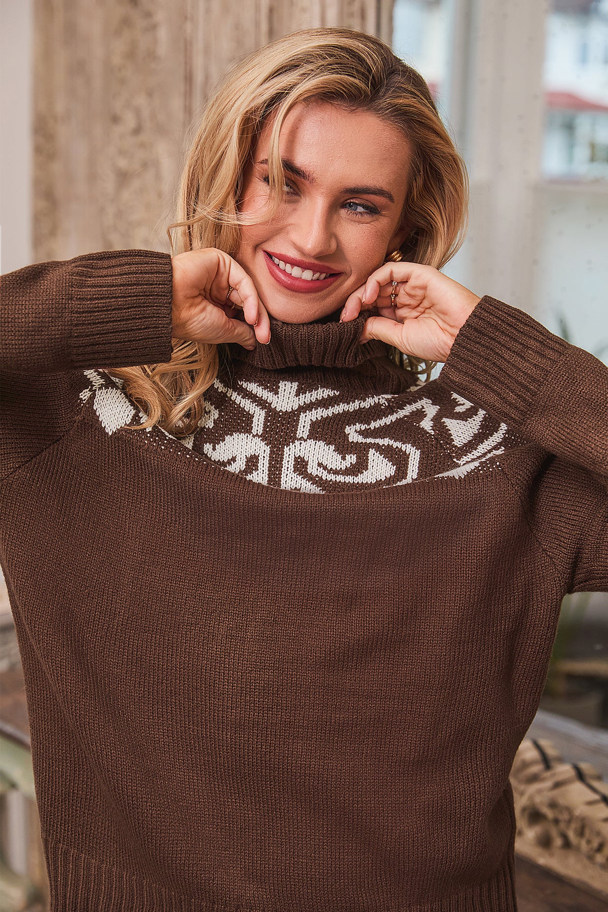 Nestled In Brown Sweater