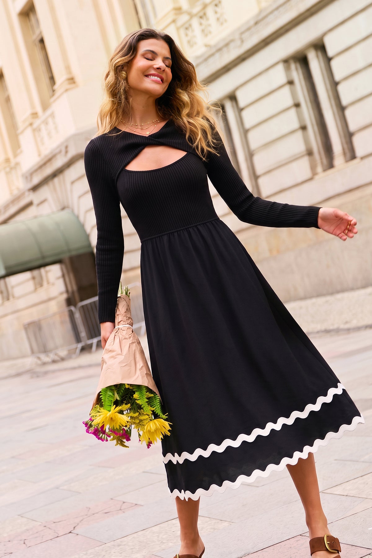 Night Sky Black Midi Dress
