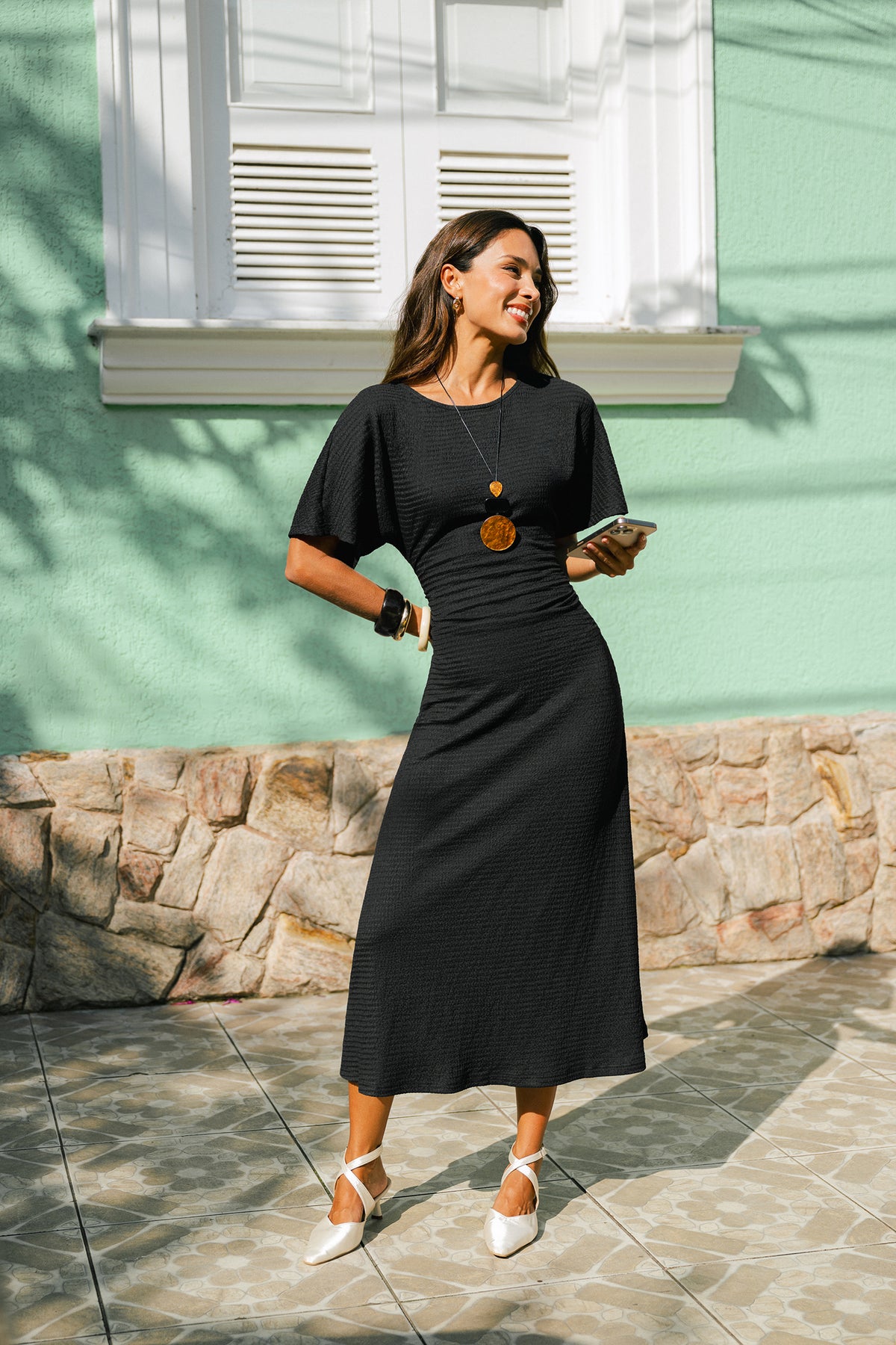 No Loose Ends Black Maxi Dress
