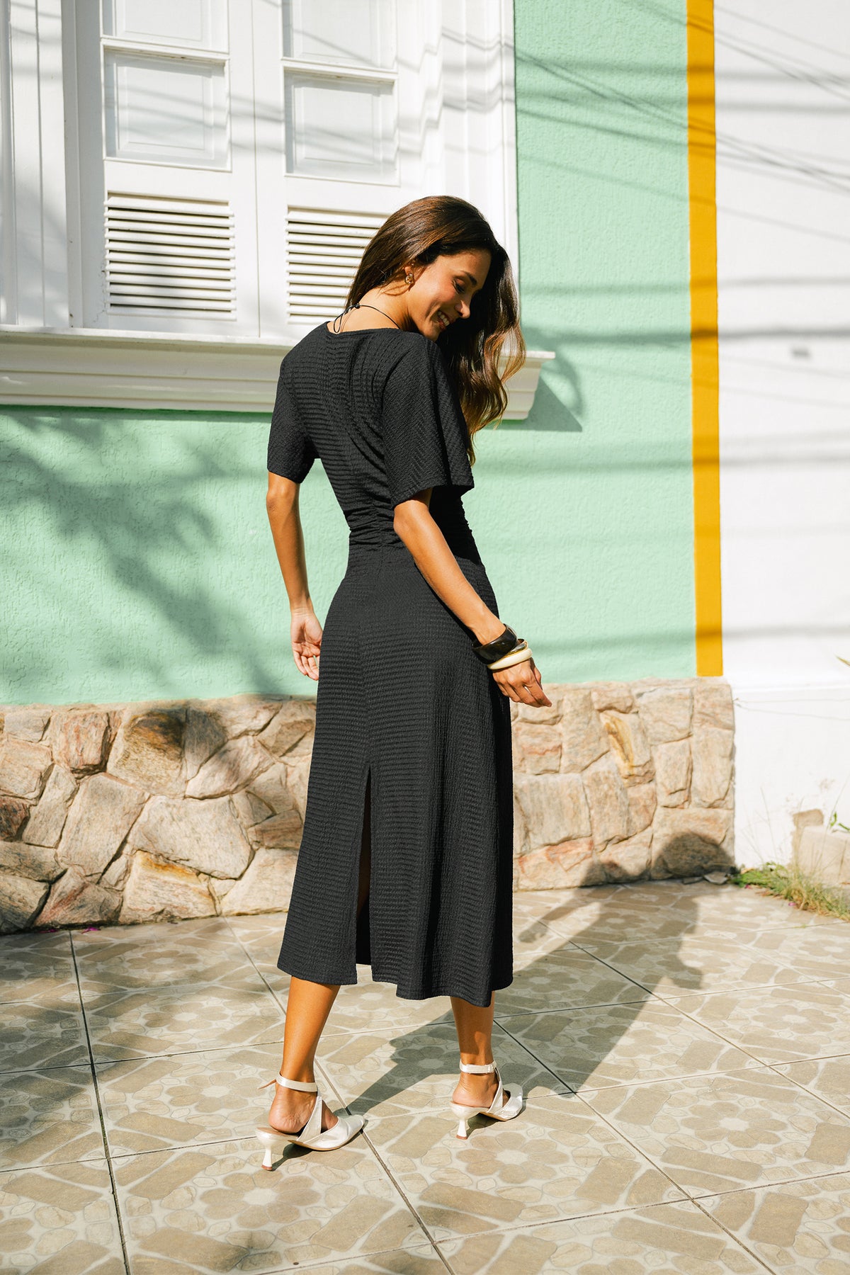 No Loose Ends Black Maxi Dress