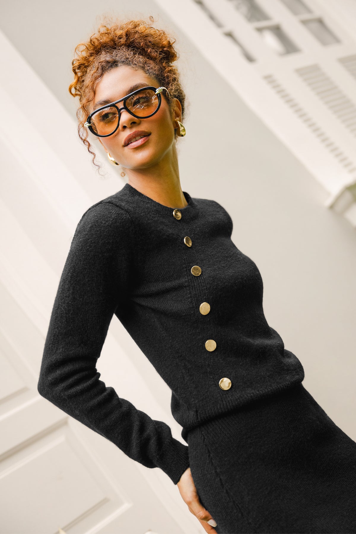 On Camera Black Mini Sweater Dress