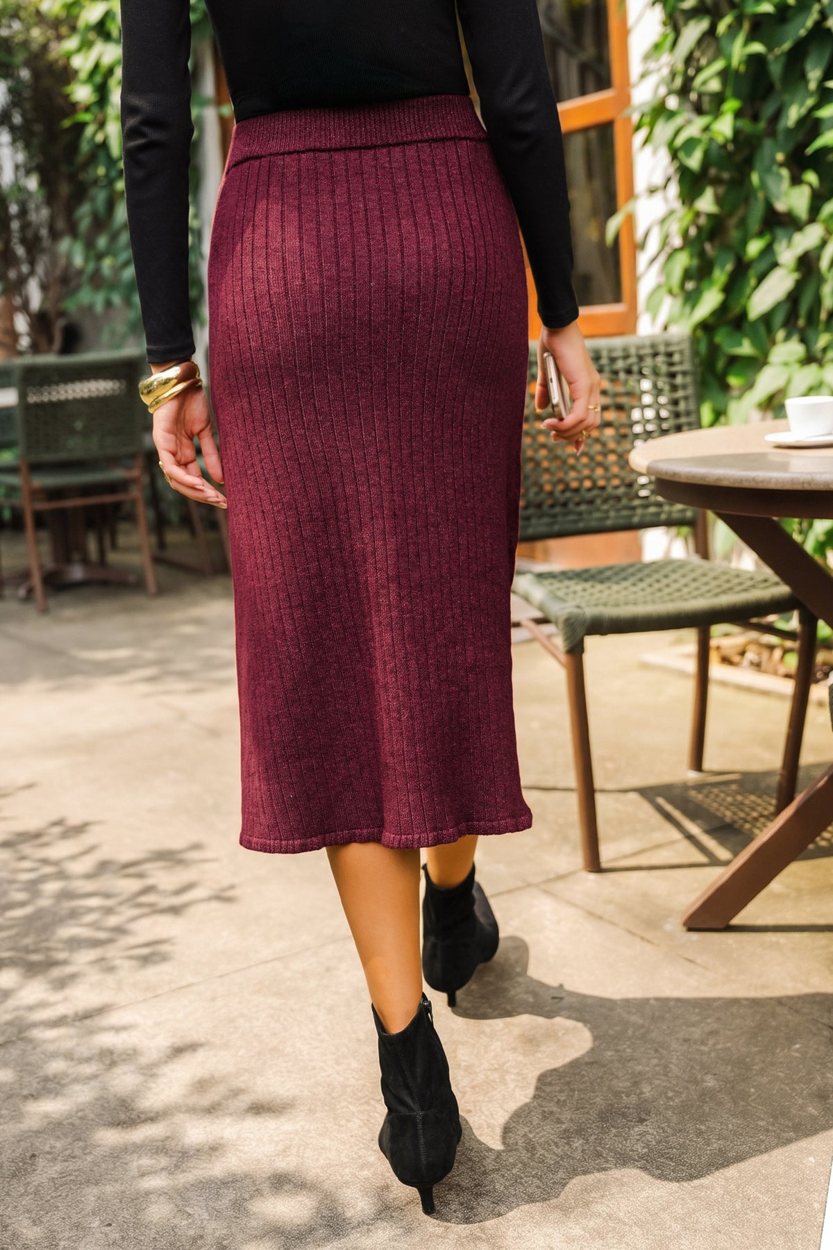 On Cue Red Midi Skirt