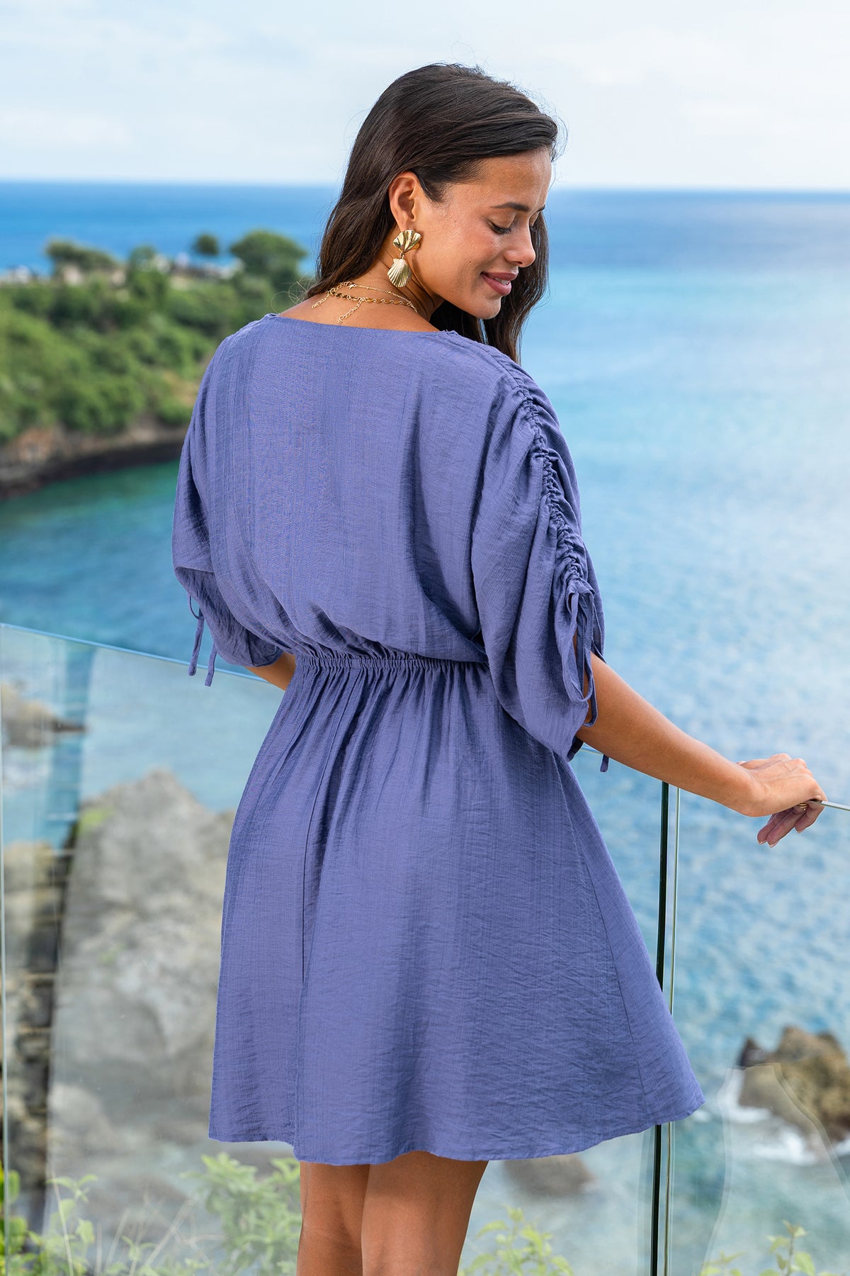 On the Record Blue Cover-Up Mini Dress