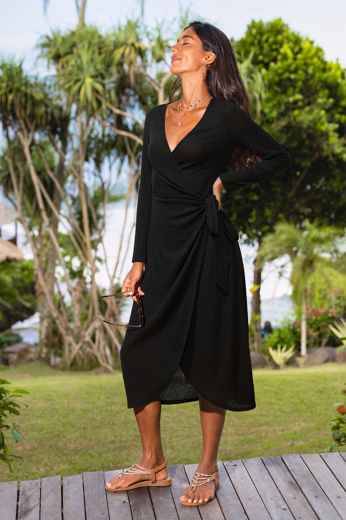 On Top of the World Black Midi Dress