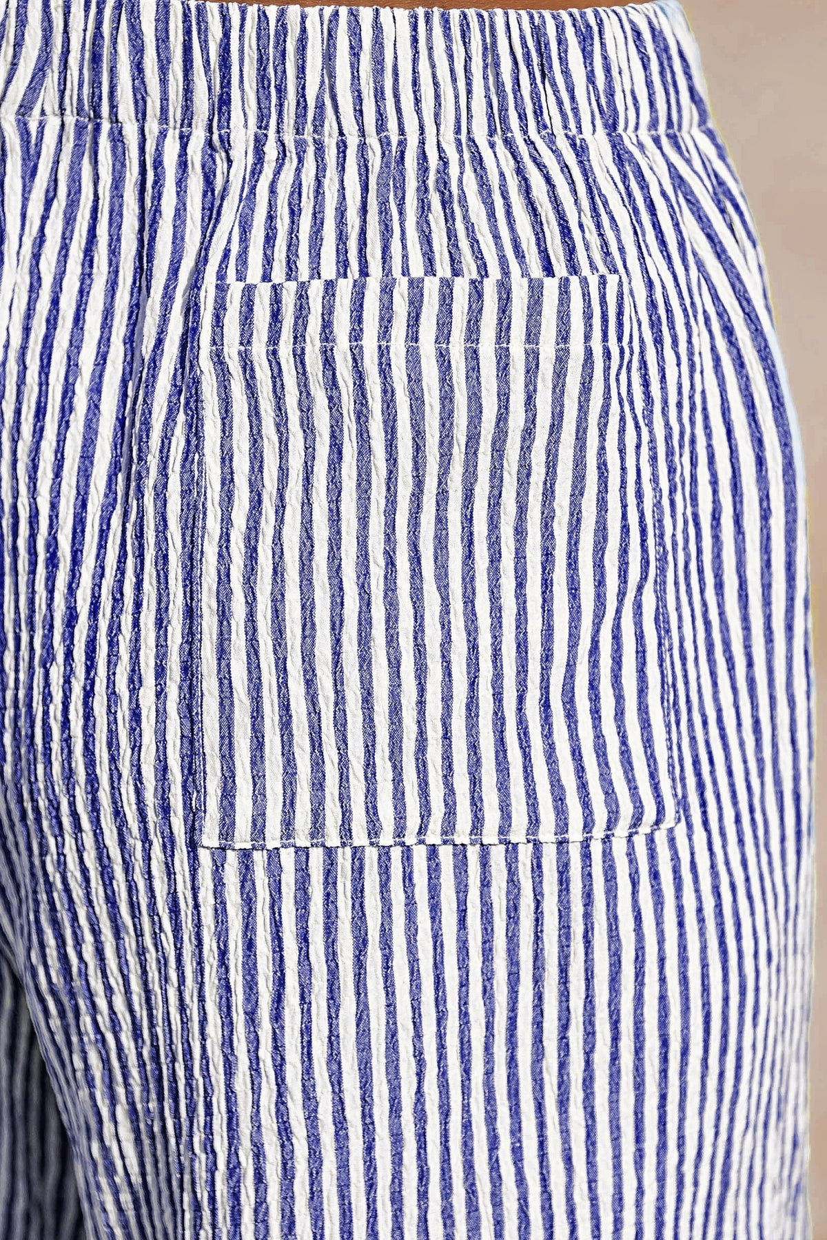 Pinstripe Seersucker Straight Leg Shorts