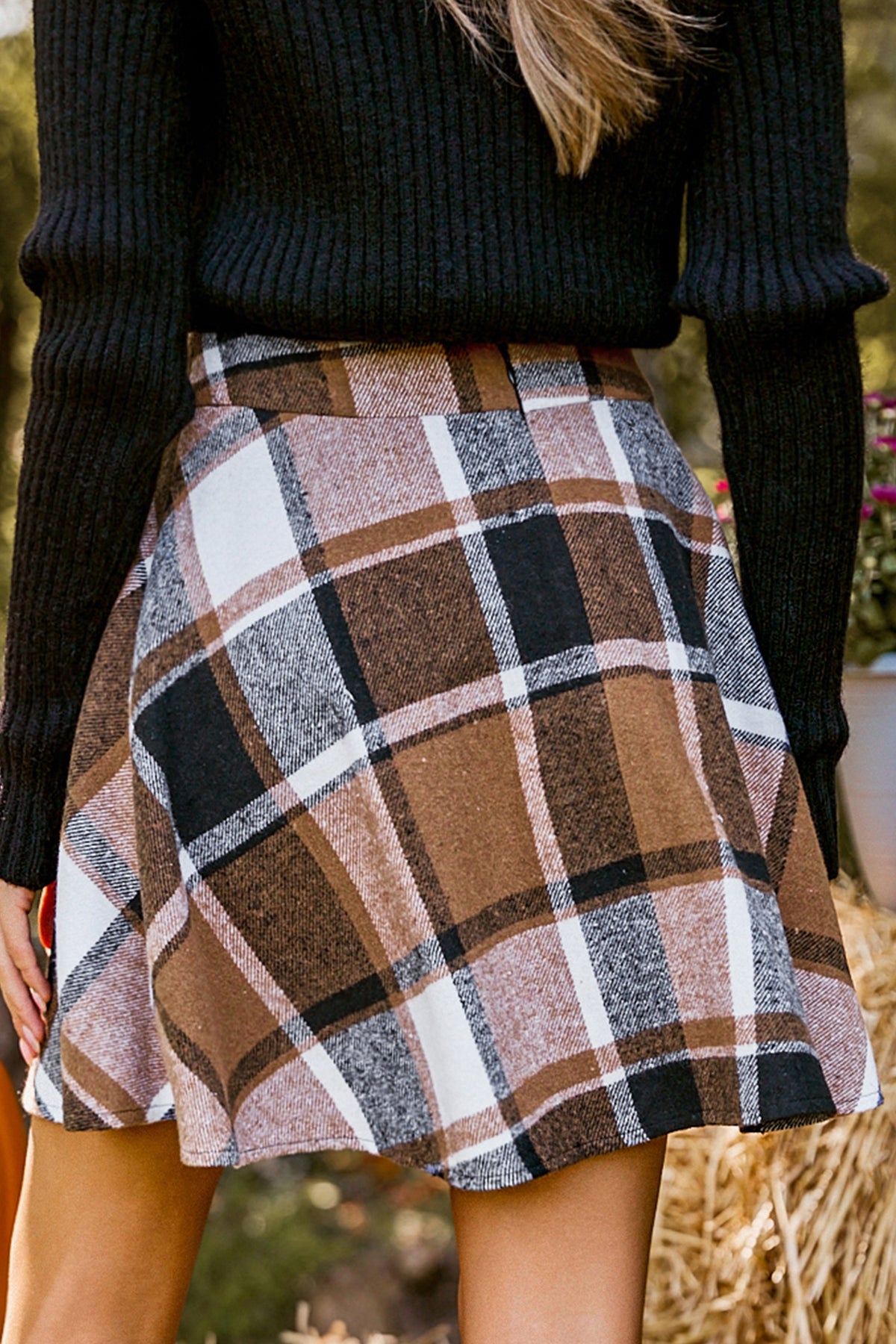 Plaid Flared Mini Skirt