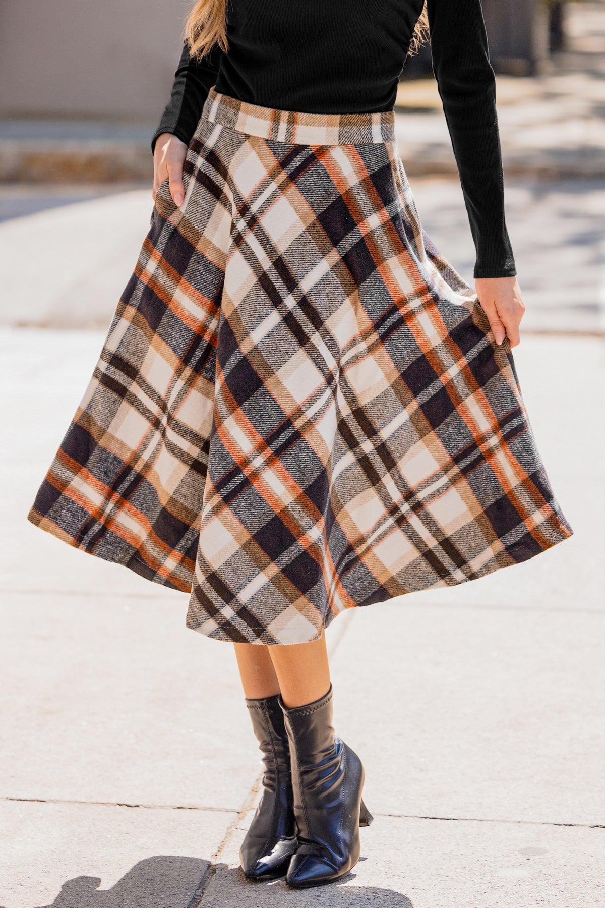 Primrose Plaid Midi Skirt
